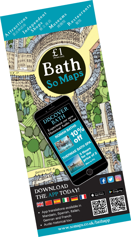 The front cover of the paper map of Bath